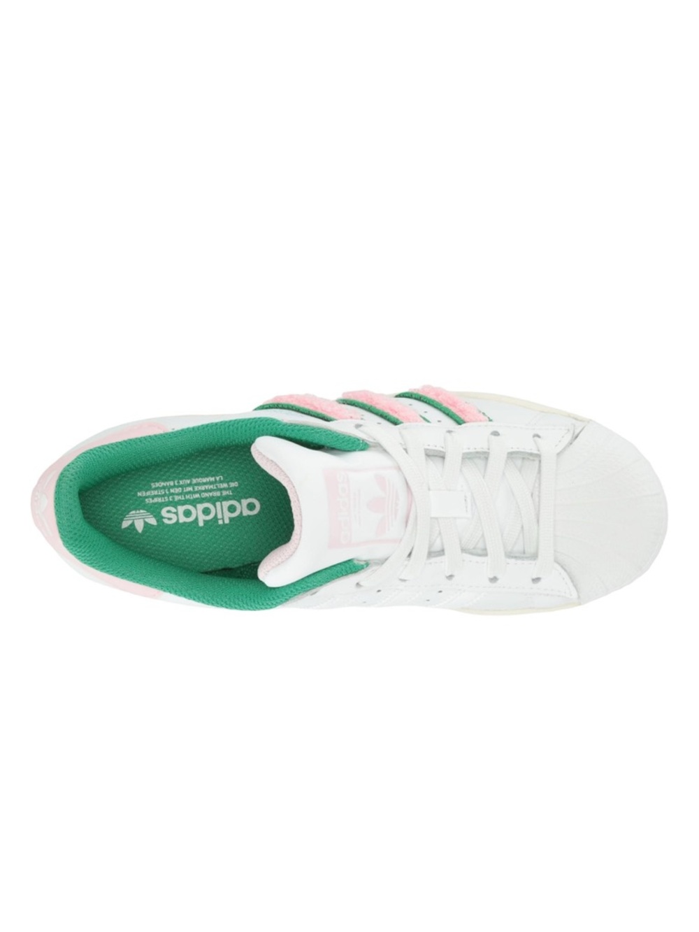 adidas White Pink Green Superstar Sneakers - Picture 3 of 6